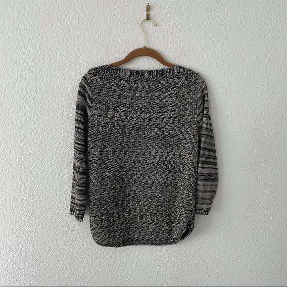Kim Rogers Black Heather Sweater Lightweight ¾ Sleeves Size Small Grayscale - Picture 2 of 6